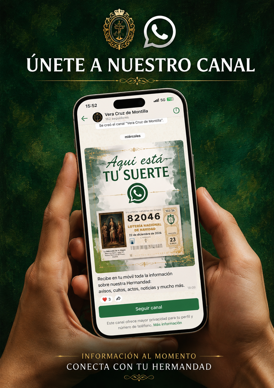 Únete al canal de WhatsApp de la Vera Cruz de Montilla